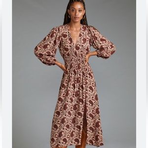 LUSANA (Anthropologie) - Paisley Puff Sleeve Maxi Dress